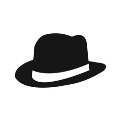 Fedora Hat icon, gentleman's hat isolated on white. illustration