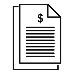 Trader money paper icon, outline style