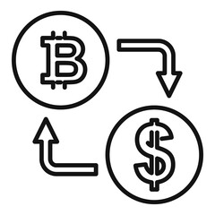 Obraz premium Bitcoin dollar exchange icon, outline style