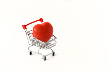 Shopping cart carrying a heart