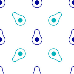 Blue Avocado fruit icon isolated seamless pattern on white background. Vector