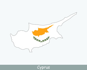 Cyprus Map Flag. Map of Cyprus with the Cypriot national flag isolated on white background. Vector Illustration.