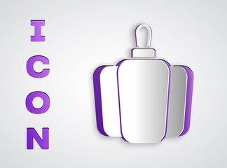 Obraz premium Paper cut Bell pepper or sweet capsicum icon isolated on grey background. Paper art style. Vector