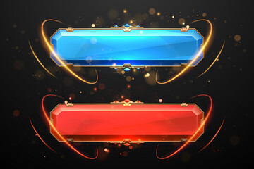 Red and blue magic buttons with light effect