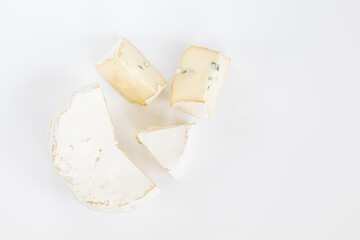 fresh brie cheese, camembert isolated on white background