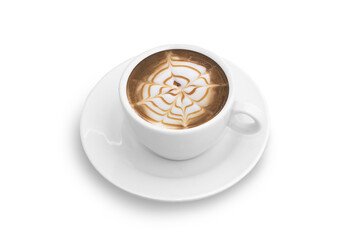 cup of hot coffee and bubble isolated on white background with clipping path.