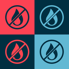 Pop art No fire icon isolated on color background. Fire prohibition and forbidden. Vector