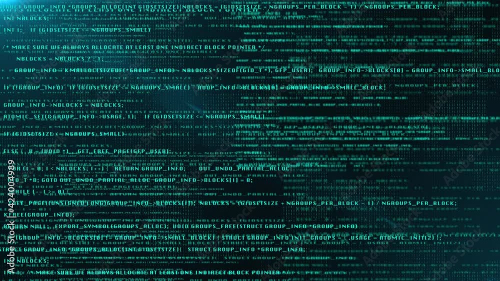 Fototapete Hacker Code Network Security Data Information Random Command Programing Development 4K Animation