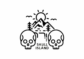 Skull island line art illustration