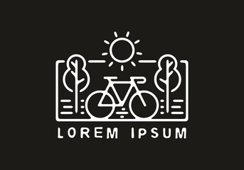 Cycling in the morning line art illustration