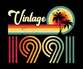 Vintage 1991 Birthday T-shirt Design