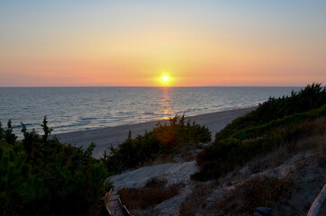 Golden sunset over Sabaudia beach