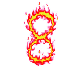 Realistic flame design with 8 numbers