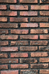 Vintage brown brick wall. Vertical view.