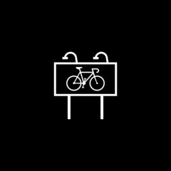 Bike rent billboard ad icon isolated on dark background