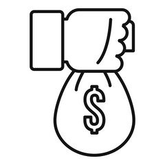 Credit money bag icon, outline style