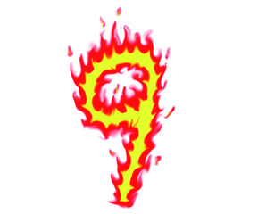 Realistic flame design with 9 numbers