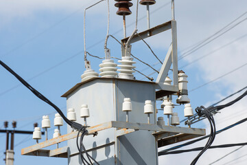 High voltage electrical transformer and electrical communications.