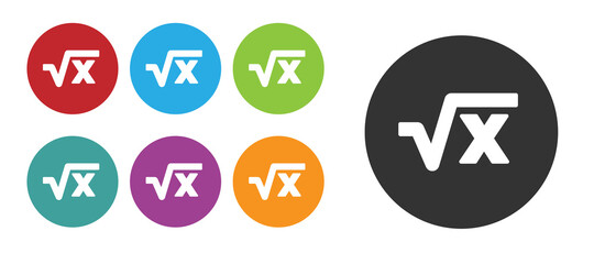 Black Square root of x glyph icon isolated on white background. Mathematical expression. Set icons colorful. Vector