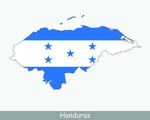 Obraz premium Honduras Map Flag. Map of the Republic of Honduras with the Honduran national flag isolated on white background. Vector Illustration.