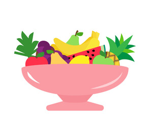 fresh organic fruit in vase isolated on white background vector illustration