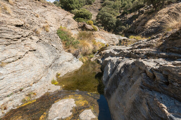 Water flowing down a ravine in Sierra Nevada