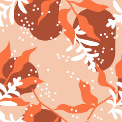 
 Seamless, abstract, floral pattern for printing on fabric, packaging, paper. Vector illustration in a flat style.   
