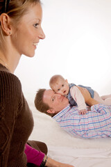 Happy family of three