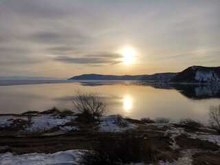 sunset over the lake