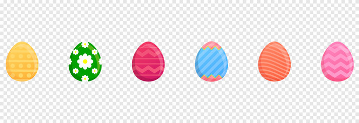 Vector Easter eggs. Painted eggs png. Happy easter, multicolored eggs png.
