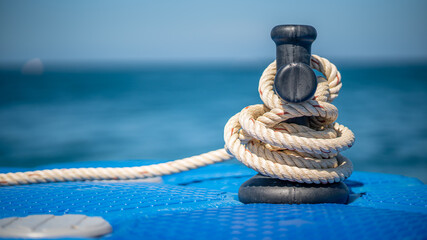 Mooring Rope Tied On Dock Ship - Powered by Adobe