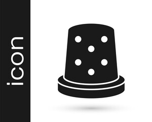 Black Thimble for sewing icon isolated on white background. Vector