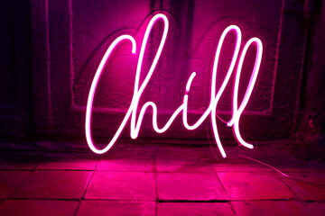 Pink neon sign chill. Trendy style. Neon sign. Custom neon. Home decor.