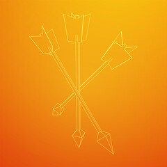 Medieval bow arrow. Wireframe low poly mesh