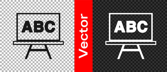 Black Chalkboard icon isolated on transparent background. School Blackboard sign. Vector