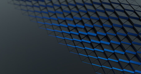 Metallic triangles nd blue reflection , dynamic style for business and corporate template. 3D rendering