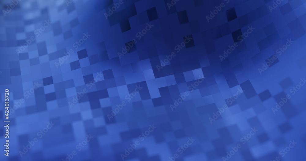 Wall mural blue abstract background, flowing patterns and lines. metallic material. 3d rendering