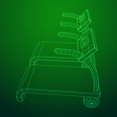 Treadmill machine. Gym and fitness equipment. Wireframe low poly mesh
