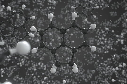 Molecule of acenaphthene, ball-and-stick molecular model. Science related 3d rendering © Alexey Novikov