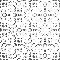 Geometric vector pattern with triangular elements. Seamless abstract ornament for wallpapers and backgrounds. Black and white colors. 