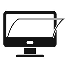 Pc monitor protection icon, simple style