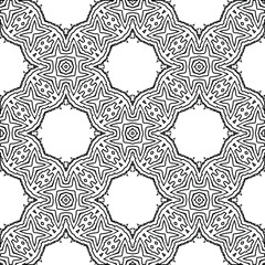 Geometric vector pattern with triangular elements. Seamless abstract ornament for wallpapers and backgrounds. Black and white colors. 