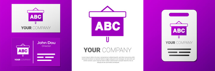 Logotype Chalkboard icon isolated on white background. School Blackboard sign. Logo design template element. Vector