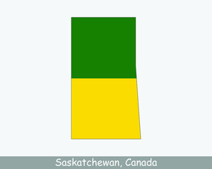 Fototapeta premium Saskatchewan Map Flag. Map of SK, Canada with flag isolated on a white background. Canadian province. Vector illustration.