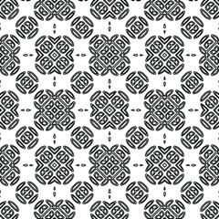 Geometric vector pattern with triangular elements. Seamless abstract ornament for wallpapers and backgrounds. Black and white colors. 