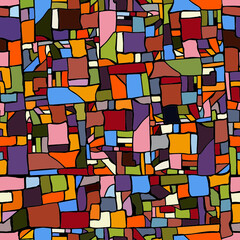 Seamless pattern in the style of motley stained glass.