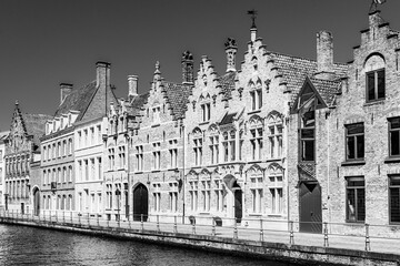 Old medieval traditional architecture in the travee bourgeoise (bourgeois span) style in the historic centre of Bruges, Belgium UNESCO world heritage site