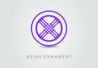 Electric purple ornate linear ornaments in Kazakh traditional style. Asian floral designs. Abstract Asian elements of the national pattern of the ancient nomads of the Kyrgyz, Mongols, Kazakhs.