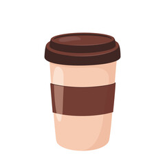 Vector coffee cup. Illustration in cartoon style. Isolated on white background
