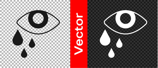 Black Tear cry eye icon isolated on transparent background. Vector
